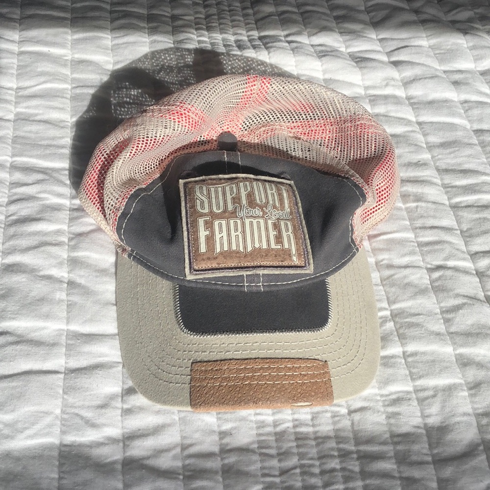 Vintage patchwork netted snapback "Support your Local Farmer"
